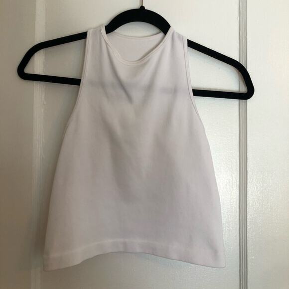 NWOT Free People Intimately High Neck Ribbed Racerback Crop Top White - Picture 7 of 11